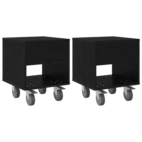 vidaXL Bedside Table 2 pcs Black Oak 40.5 x 40 x 48 cm Engineered Wood