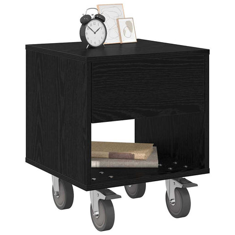 vidaXL Bedside Table 2 pcs Black Oak 40.5 x 40 x 48 cm Engineered Wood