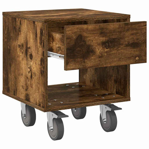 vidaXL Bedside Table Smoked Oak 40.5 x 40 x 48 cm Engineered Wood