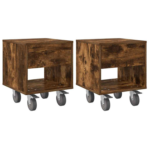vidaXL Bedside Table 2 pcs Smoked Oak 40.5 x 40 x 48 cm