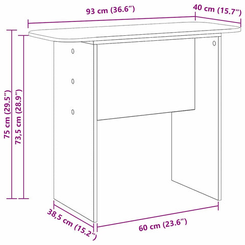 vidaXL Console Table Smoked Oak 93 x 40 x 75 cm Engineered Wood
