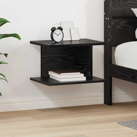 vidaXL Bedside Table Black Oak 40 x 30 x 25 cm Engineered Wood