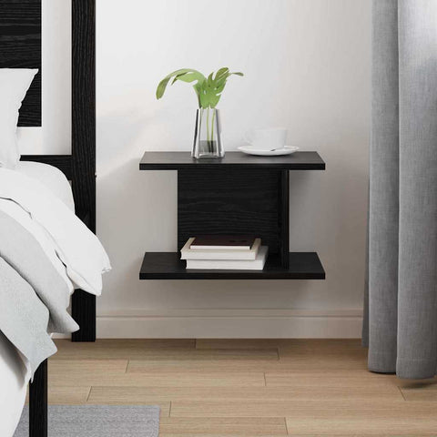 vidaXL Bedside Table Black Oak 40 x 30 x 25 cm Engineered Wood