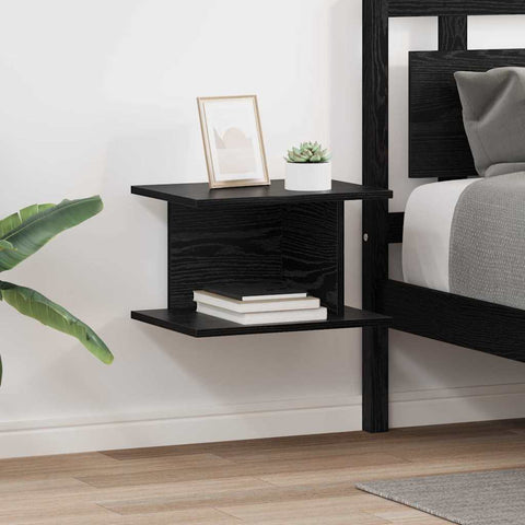 vidaXL Bedside Table 2 pcs Black Oak 40 x 30 x 25 cm Engineered Wood