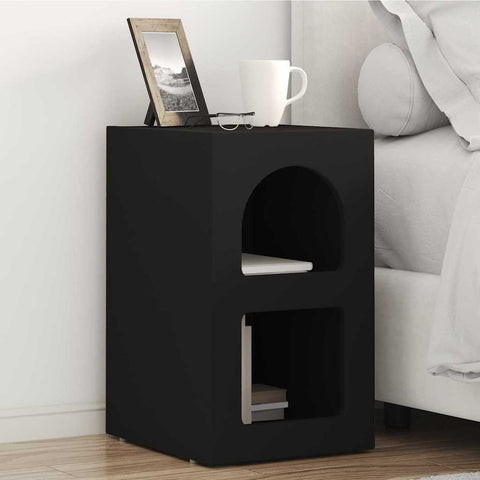 vidaXL Bedside Table Black 29.5 x 35 x 50 cm Engineered Wood