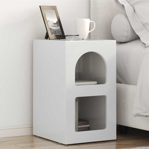 vidaXL Bedside Table High Gloss White 29.5 x 35 x 50 cm