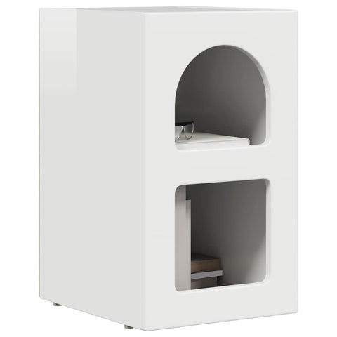 vidaXL Bedside Table High Gloss White 29.5 x 35 x 50 cm