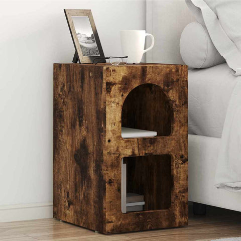 vidaXL Bedside Table Smoked Oak 29.5 x 35 x 50 cm Engineered Wood