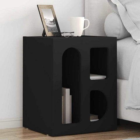 vidaXL Bedside Table Black 40 x 35 x 50 cm Engineered Wood