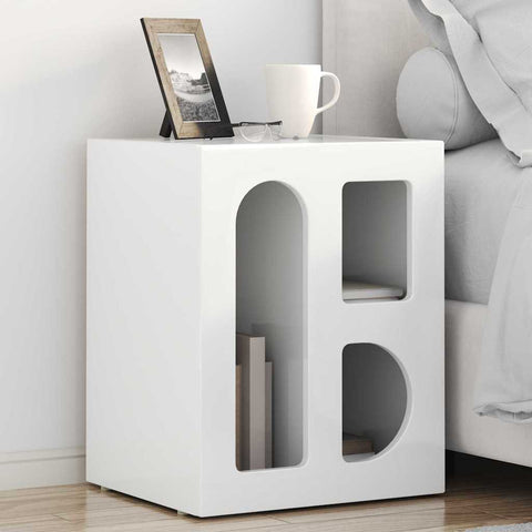 vidaXL Bedside Table High Gloss White 40 x 35 x 50 cm Engineered Wood