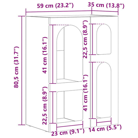 vidaXL Sideboard Grey Sonoma 59 x 35 x 80.5 cm Engineered Wood