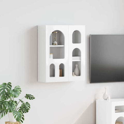 vidaXL Hanging Cabinet with Shelf High Gloss White 59 x 20 x 71.5 cm