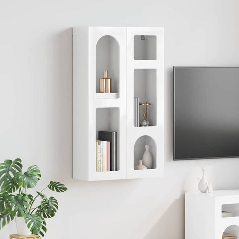 vidaXL Hanging Cabinet with Shelf High Gloss White 59 x 20 x 100 cm
