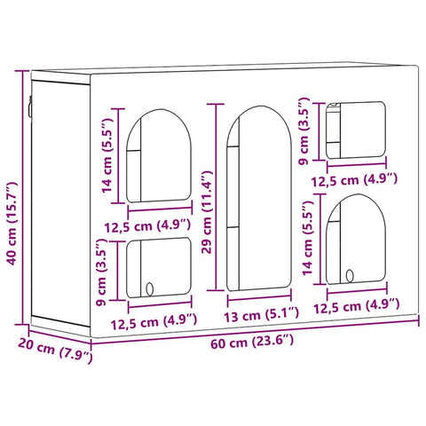 vidaXL Hanging Cabinet Concrete Grey 60 x 20 x 40 cm Engineered Wood