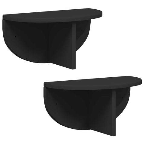 vidaXL Wall Shelf 2 pcs Black 38 x 19 x 19 cm Engineered Wood