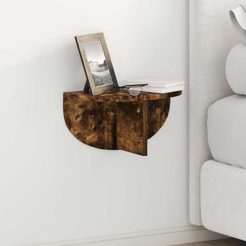 vidaXL Wall Shelf 2 pcs Smoked Oak 38 x 19 x 19 cm Engineered Wood