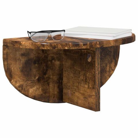 vidaXL Wall Shelf 2 pcs Smoked Oak 38 x 19 x 19 cm Engineered Wood