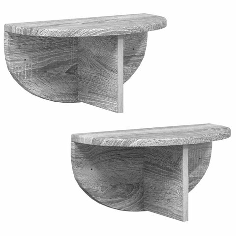 vidaXL Wall Shelf 2 pcs Grey Sonoma 38 x 19 x 19 cm Engineered Wood