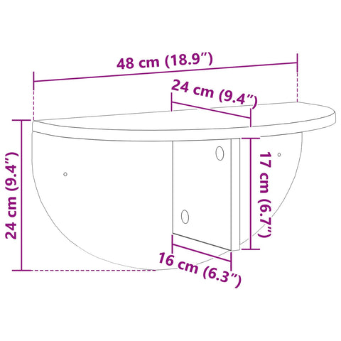 vidaXL Wall Shelf High Gloss White 48 x 24 x 24 cm Engineered Wood