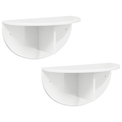 vidaXL Wall Shelf Wall-mounted 2 pcs High Gloss White 48 x 24 x 24 cm