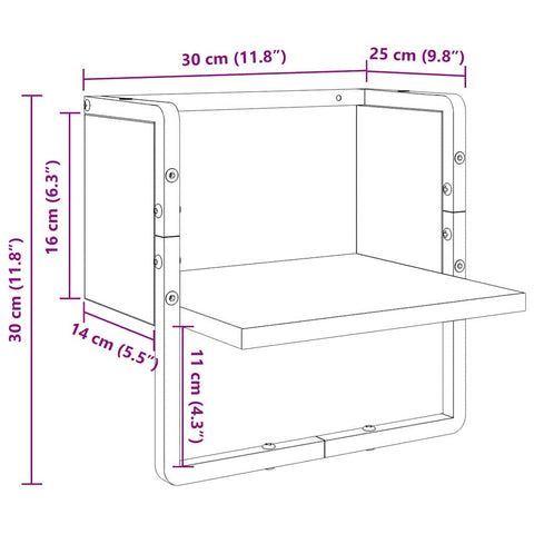 vidaXL Wall Shelf Artisian Oak 30 x 25 x 30 cm Engineered Wood