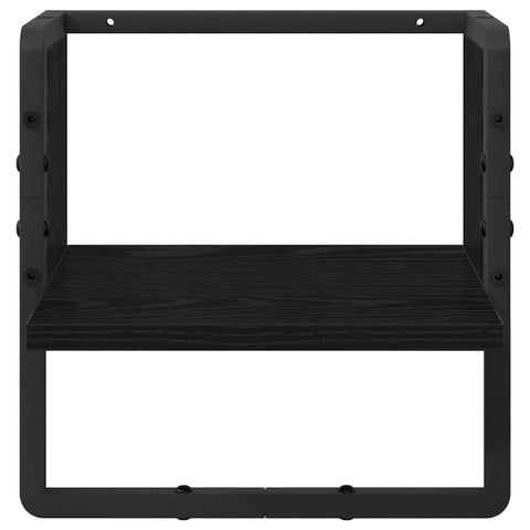 vidaXL Wall Shelf with Shelf Black Oak 30 x 25 x 30 cm Engineered Wood