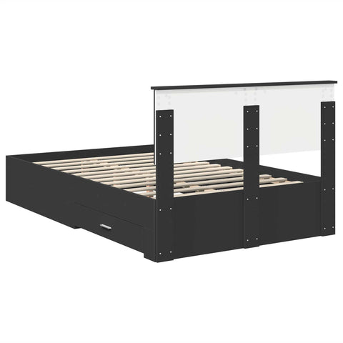 vidaXL Bed Frame with Headboard Black 135 x 190 cm Engineered Wood