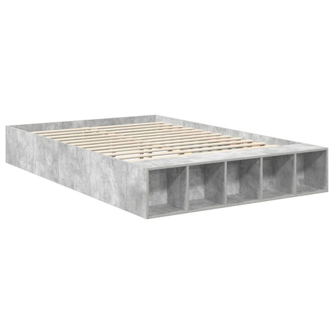 vidaXL Bed Frame with Shelf Concrete Grey 160 x 200 cm Engineered Wood