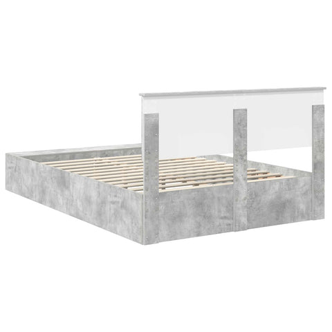 vidaXL Bed Frame with Shelf Concrete Grey 160 x 200 cm Engineered Wood