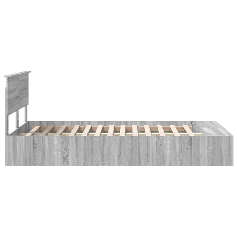 vidaXL Bed Frame with Shelf Grey Sonoma 135 x 190 cm Engineered Wood