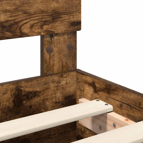 vidaXL Bed Frame with Shelf Smoked Oak 120 x 190 cm Engineered Wood