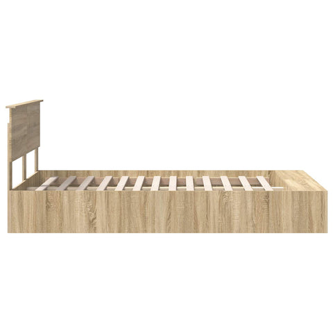 vidaXL Bed Frame with Shelf Sonoma Oak 120 x 200 cm Engineered Wood