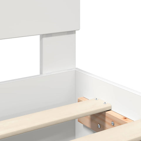vidaXL Bed Frame with Shelf Manual White 100 x 200 cm Engineered Wood