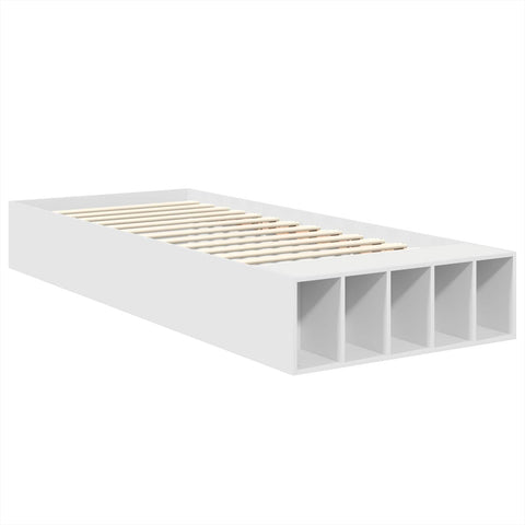 vidaXL Bed Frame with Shelf Manual White 100 x 200 cm Engineered Wood