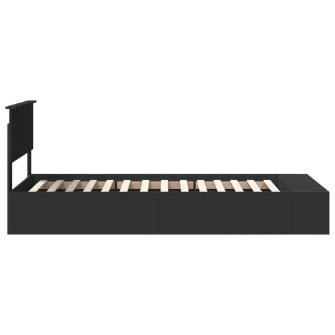 vidaXL Bed Frame with Shelf Manual Black 100 x 200 cm Engineered Wood