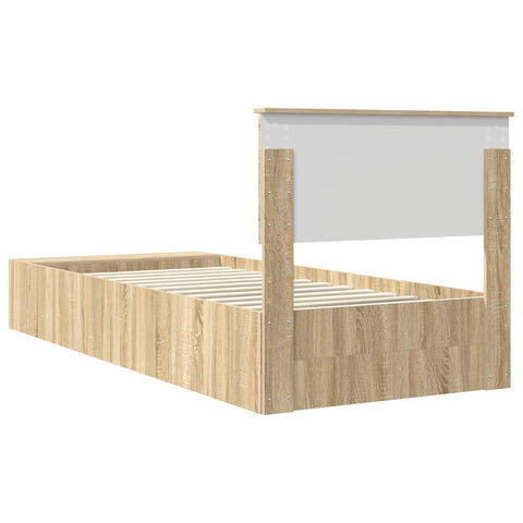 vidaXL Bed Frame with Shelf Sonoma Oak 100 x 200 cm Engineered Wood