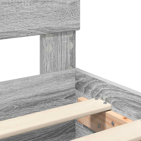 vidaXL Bed Frame with Shelf Grey Sonoma 100 x 200 cm Engineered Wood