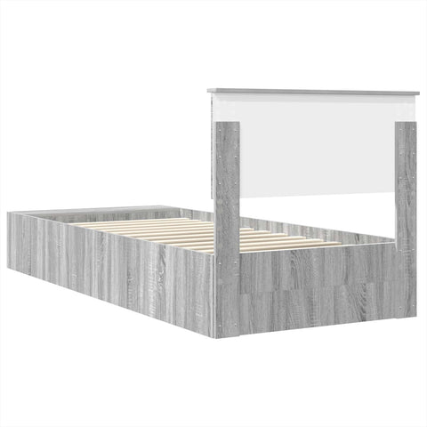vidaXL Bed Frame with Shelf Grey Sonoma 100 x 200 cm Engineered Wood