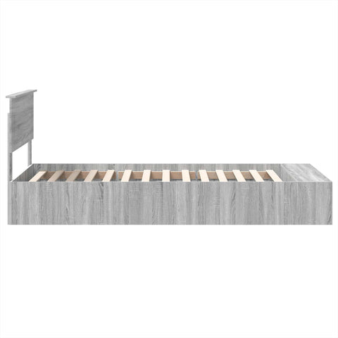 vidaXL Bed Frame with Shelf Grey Sonoma 100 x 200 cm Engineered Wood