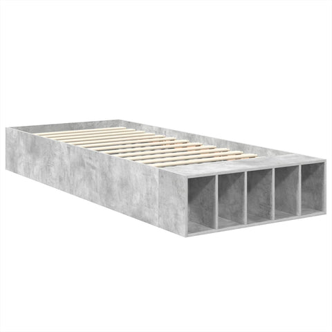 vidaXL Bed Frame with Shelf Concrete Grey 90 x 200 cm Engineered Wood