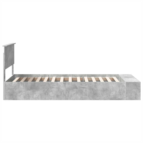 vidaXL Bed Frame with Shelf Concrete Grey 90 x 200 cm Engineered Wood