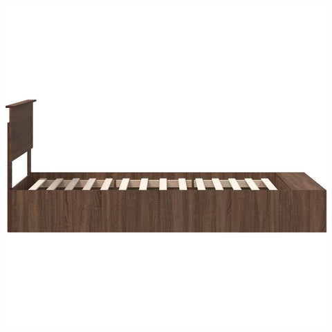 vidaXL Bed Frame with Shelf Brown Oak 90 x 200 cm Engineered Wood
