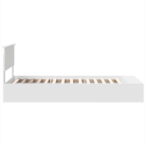 vidaXL Bed Frame with Shelf Manual White 75 x 190 cm Engineered Wood