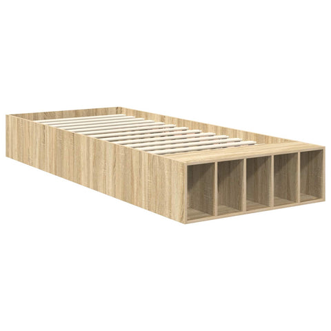 vidaXL Bed Frame with Shelf Sonoma Oak 75 x 190 cm Engineered Wood