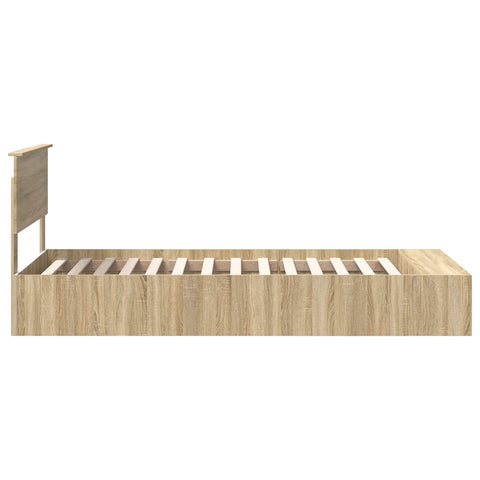 vidaXL Bed Frame with Shelf Sonoma Oak 75 x 190 cm Engineered Wood