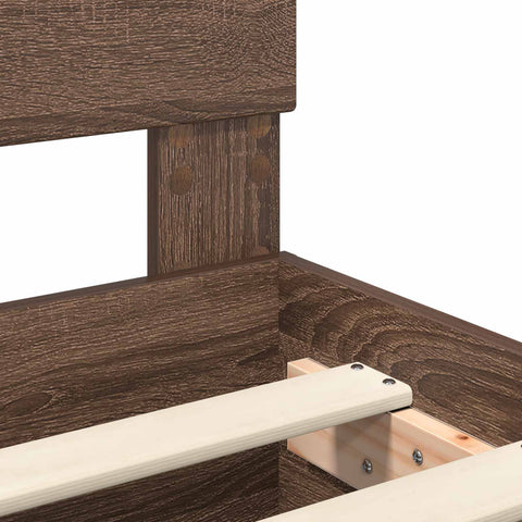vidaXL Bed Frame with Shelf Brown Oak 75 x 190 cm Engineered Wood