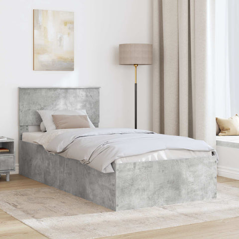 vidaXL Bed Frame Concrete Grey 90 x 200 cm Engineered Wood