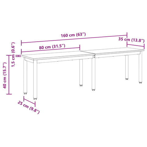 vidaXL Bench Black Oak 160 x 35 x 45 cm Engineered Wood