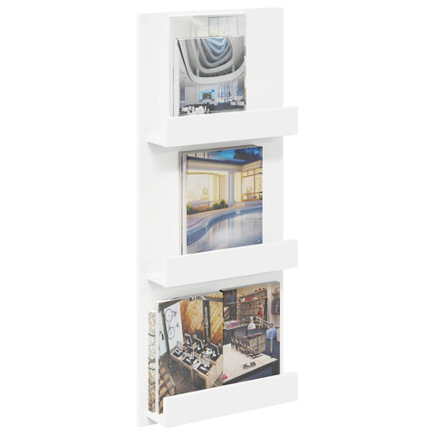 vidaXL Magazine Rack with Shelf White 43 x 11 x 102 cm Engineered Wood