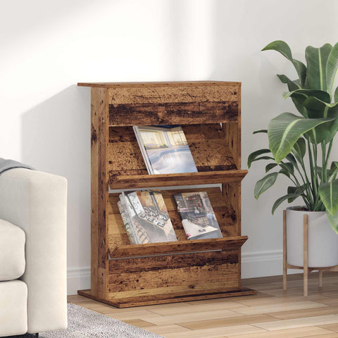 vidaXL Magazine Rack with Shelf with Storage Engineered Wood